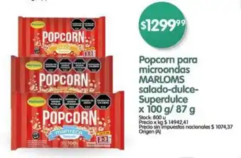 Supermercados Buenos Días Marloms popcorn para microondas salado-dulce- oferta