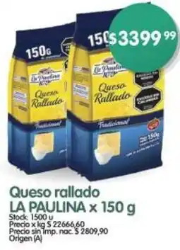 Supermercados Buenos Días La paulina queso rallado oferta