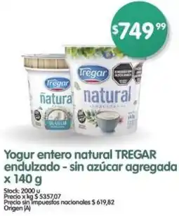 Supermercados Buenos Días Tregar yogur entero natural endulzado oferta