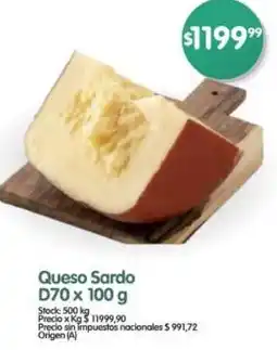 Supermercados Buenos Días Queso sardo D70 oferta