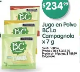 Supermercados Buenos Días Bc jugo en polvo la campagnola oferta
