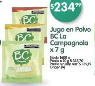 Supermercados Buenos Días Bc jugo en polvo la campagnola oferta