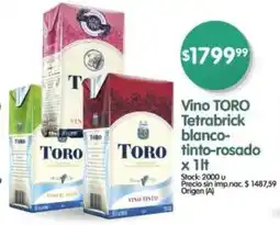 Supermercados Buenos Días Toro tetrabrick blanco-tinto-rosado oferta