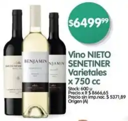 Supermercados Buenos Días Nieto senetiner vino varietales oferta