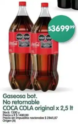 Supermercados Buenos Días Coca cola gaseosa bot. no retornable original oferta
