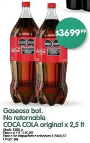 Supermercados Buenos Días Coca cola gaseosa bot. no retornable original oferta