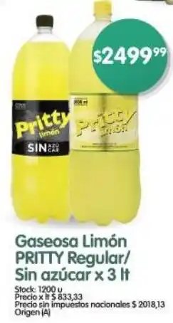 Supermercados Buenos Días Pritty gaseosa limón regular/ sin azúcar oferta