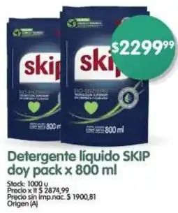 Supermercados Buenos Días Skip detergente líquido doy pack oferta