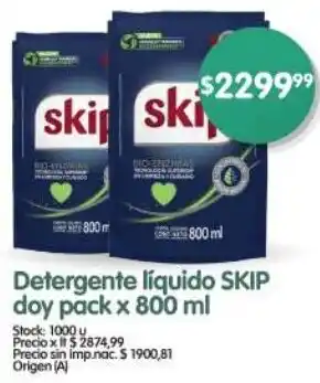 Supermercados Buenos Días Skip detergente líquido doy pack oferta