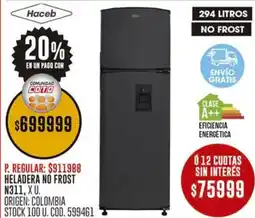 Coto Haceb heladera no frost N311 oferta