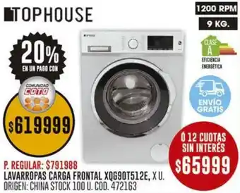 Coto Tophouse lavarropas carga frontal oferta