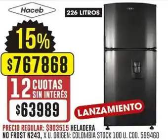 Coto Haceb heladera no frost N243 oferta