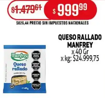 Makro Manfrey queso rallado oferta