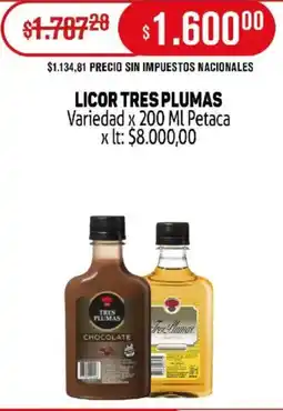 Makro Tres plumas licor variedad oferta