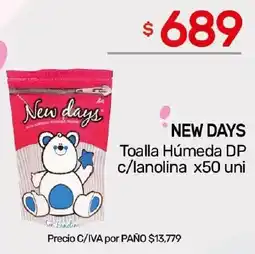Nini Mayorista New days toalla húmeda dp c/lanolina oferta