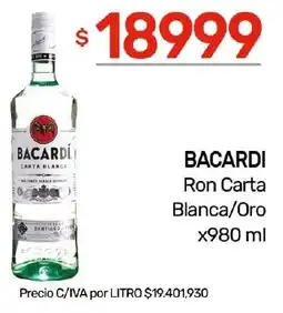 Nini Mayorista Bacardi ron carta blanca/oro oferta