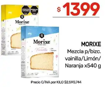 Nini Mayorista Morixe mezcla p/bizc. vainilla/limón/ naranja oferta
