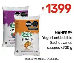 Nini Mayorista Manfrey yogurt ent.bebible sachet varios sabores oferta