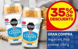 Nini Mayorista Gran compra yogurt ent. pote c/cereal oferta