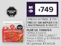 Carrefour Puré de tomates oferta