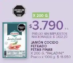 Carrefour Paladini jamón cocido feteado fetas finas oferta