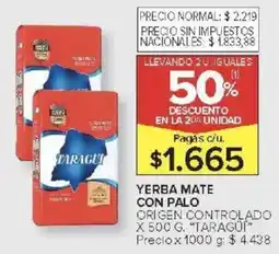 Carrefour Taragüí yerba mate con palo oferta