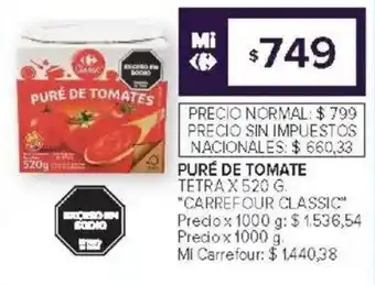 Carrefour Puré de tomates oferta
