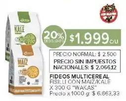 Carrefour Wakas fideos multicereal oferta