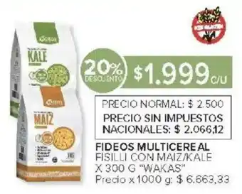 Carrefour Wakas fideos multicereal oferta