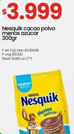Changomas Nesquik cacao polvo menos azúcar oferta
