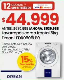 Changomas Drean lavarropas carga frontal oferta