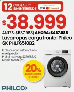 Changomas Philco lavarropas carga frontal oferta
