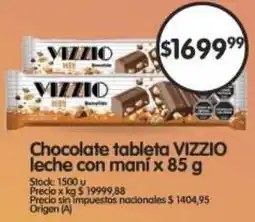 Supermercados Buenos Días Vizzio chocolate tableta leche con maní oferta