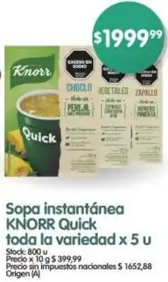 Supermercados Buenos Días Knorr sopa instantánea quick oferta