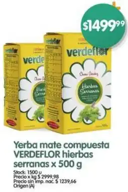 Supermercados Buenos Días Verdeflor yerba mate compuesta hierbas serranas oferta