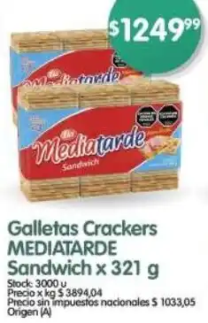 Supermercados Buenos Días Mediatarde galletas crackers sandwich oferta