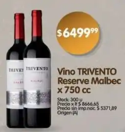 Supermercados Buenos Días Trivento vino reserve malbec oferta