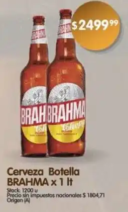 Supermercados Buenos Días Brahma cerveza botella oferta
