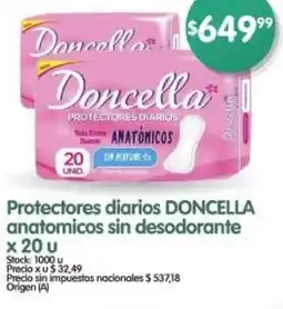 Supermercados Buenos Días Doncella protectores diarios anatomicos sin desodorante oferta