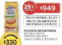 Carrefour Presto pronta polenta instantánea bolsa oferta