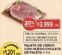 Carrefour Paleta de cerdo con hueso/chuleta de paleta oferta