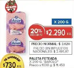 Carrefour Barolo paleta feteada oferta