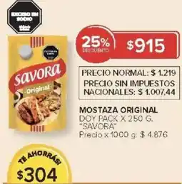 Carrefour Savora mostaza original doy pack oferta