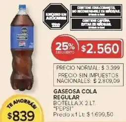 Carrefour Pepsi gaseosa cola regular botella oferta