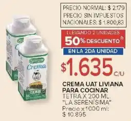 Carrefour La serenísima crema uat liviana para cocinar tetra oferta