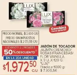 Carrefour Lux jabón de tocador jazmin cremoso rosas francesas/ flor vainilla oferta