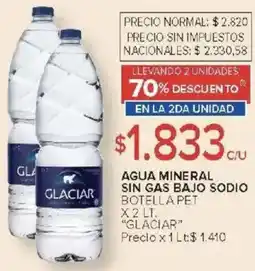 Carrefour Glaciar agua mineral sin gas bajo sodio botella pet oferta