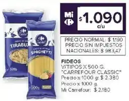 Carrefour Carrefour classic fideos v/tipos oferta