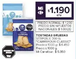 Carrefour Carrefour classic tostadas gruesas v/tipos oferta