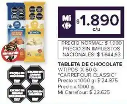 Carrefour Carrefour classic tableta de chocolate v/tipos oferta